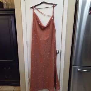 ASOS Design Crochet Cowl Neck Maxi Dress Rust Sequin Mesh US 12 NWT Festival